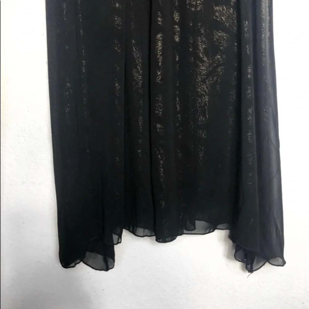 En Creme A-Line Sheer Dress Black Gold Size Small